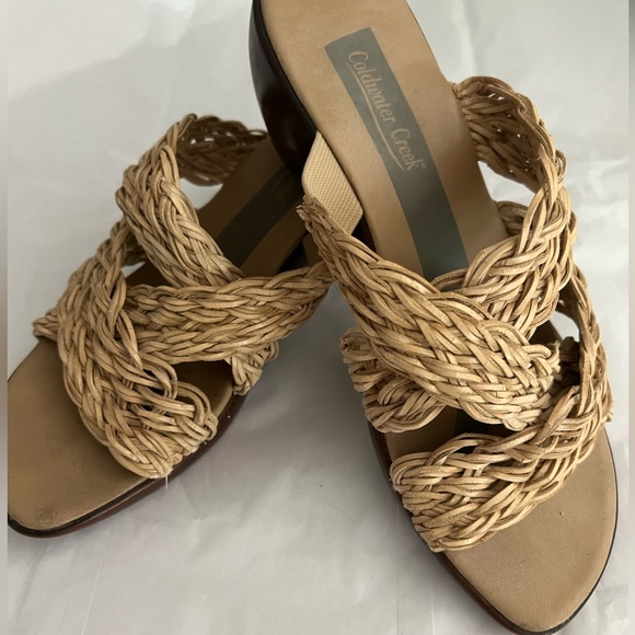 Woven wedge heeled slides by Coldwater Creek in size 6 1/2 - Picture 1 of 16